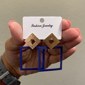 New- Blue/ Gold Earrings